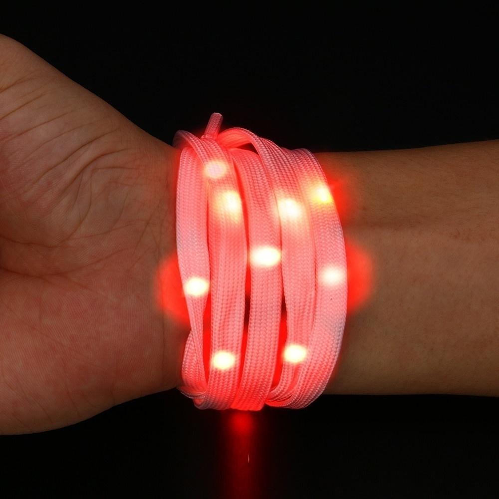 Fashion Shine LED 8 Color Change Luminescent Shoelace Strap Night Light Club Party Luminous Shoelace
