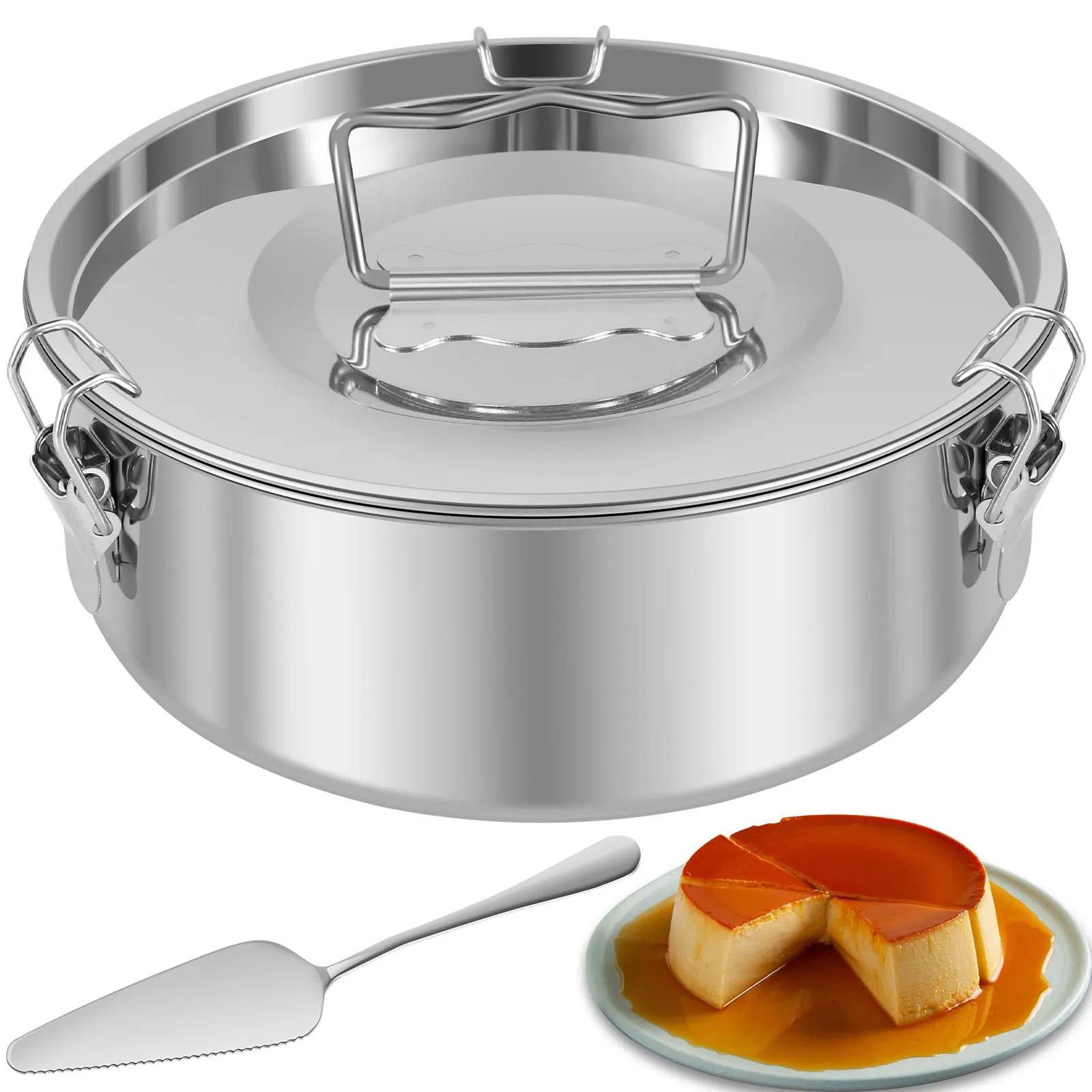 

1.5QT Flan Mold Stainless Steel Flan Pan Round Cake Mold Baking Supplies for Cake Cheesecake Pudding Dessert Kitchen Accessories