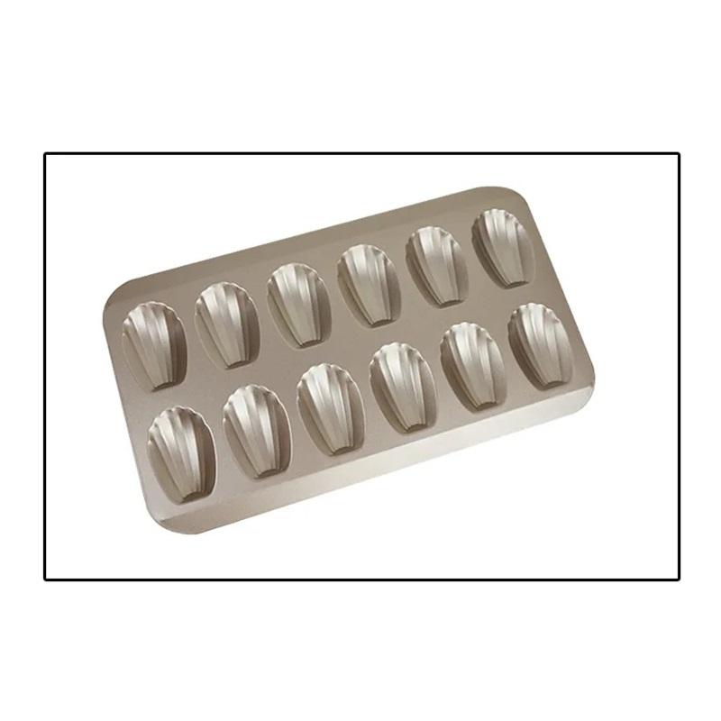 

Shell Cake Biscuit Baking Mold, Madeleine Mold, Thickened, Non-stick Coated, Carbon Steel Baking Pan 12hole золотистий