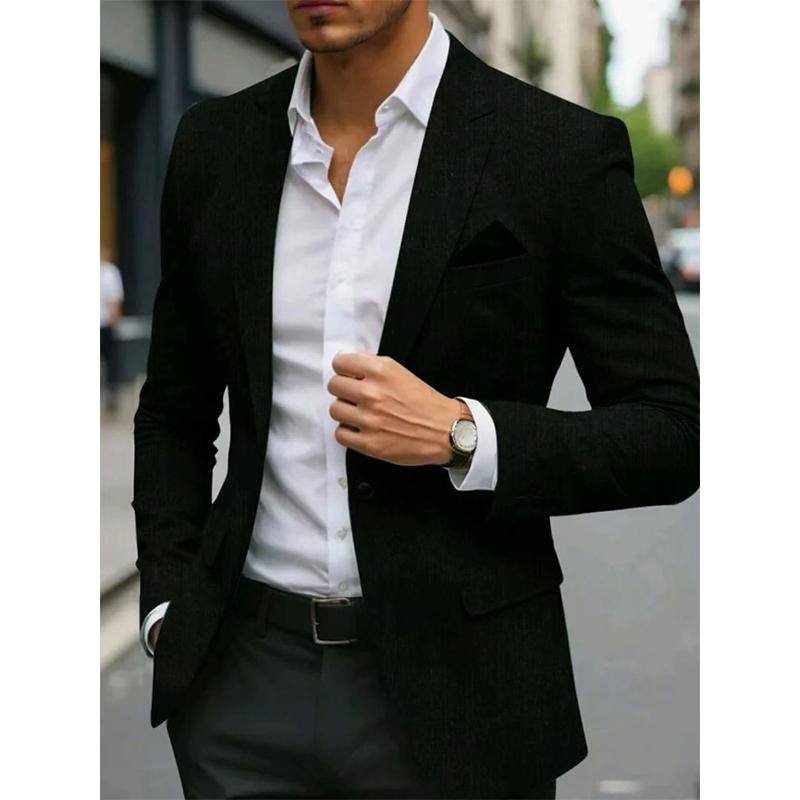 Plamoodporna męska marynarka garniturowa wykonana z włókna poliestrowego do biznesu i wypoczynku, z cyfrowym nadrukiem, fałszywą kieszenią, modna na jesień i zimę