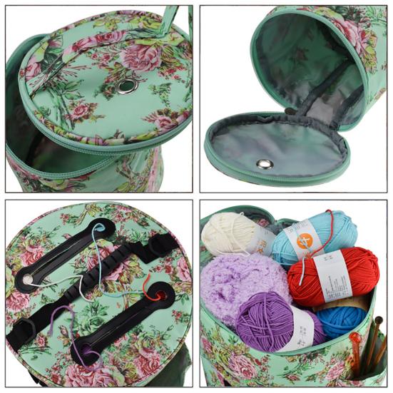 Portable Knitting Yarn Storage Tote Bag Crocheting Needle Hooks Organizer Pouch