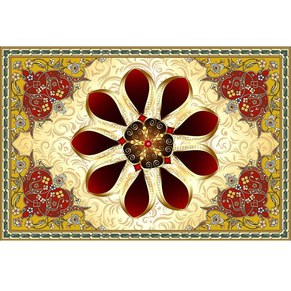 Prächtige Blumen 3D Deckenwandbild, Gold Diamant Blume Tapete für Wohnzimmer Schlafzimmer Arbeitszimmer Decke Wandbild Dekor