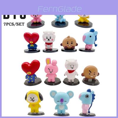 Bts Bt21 7 stuks/set Baby Monitor Beeldjes Ornamenten Taart Topper Speelgoed Cadeau