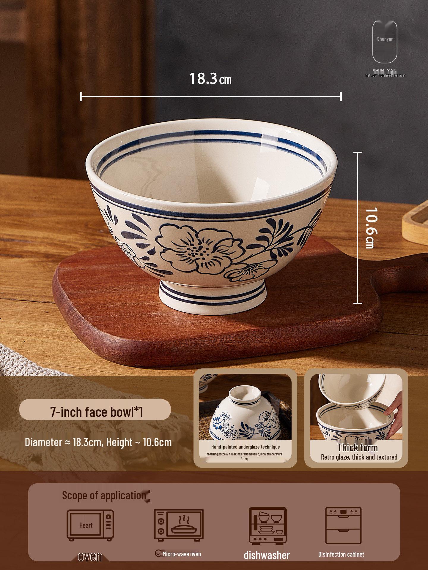 2026 New Style Ceramic Ramen Bowl - Large Personal Use Soup/Noodle Bowl Tableware 1 piece