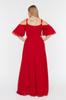 Moda damska Nowa sukienka w dużych rozmiarach, czerwona, tkana, z podwójnym kołnierzem, szyfonowa suknia wieczorowa