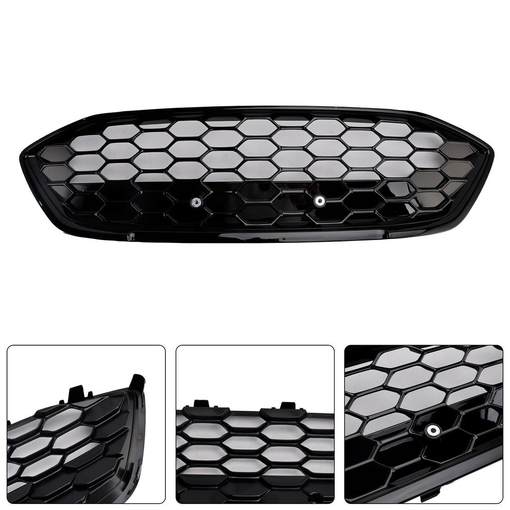 ST Stil Glänzend Schwarz Mesh Frontstoßstangengrill Passend für Ford Focus MK4 2018-2021