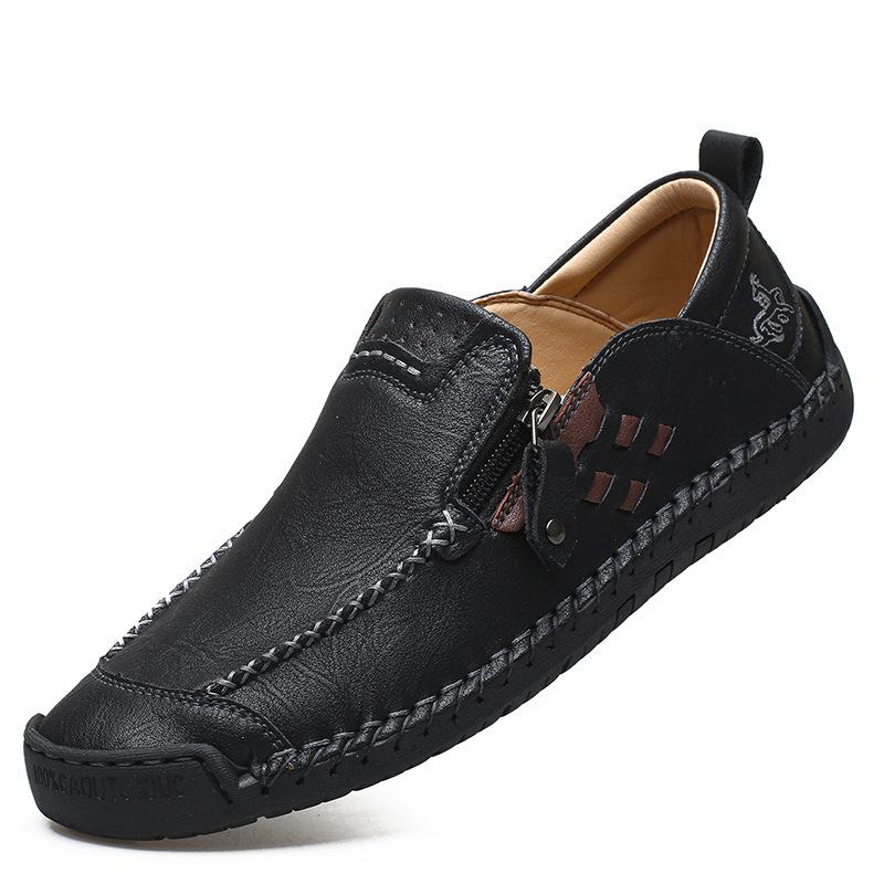 Men's Casual Retro Microfiber Leather Stitching Shoes with Zipper
