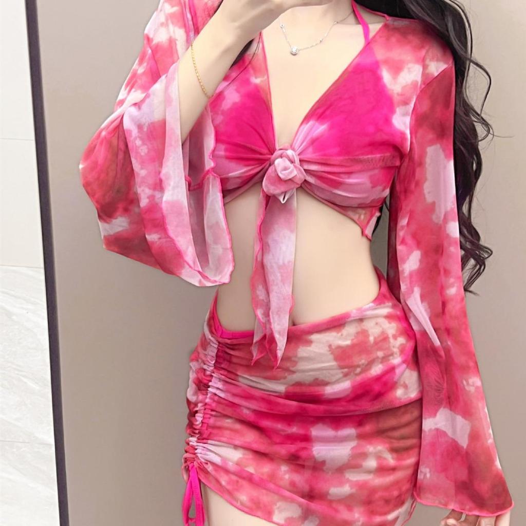 "2024 Women's Long-Sleeve Slimming Four-Piece Bikini Swimwear"