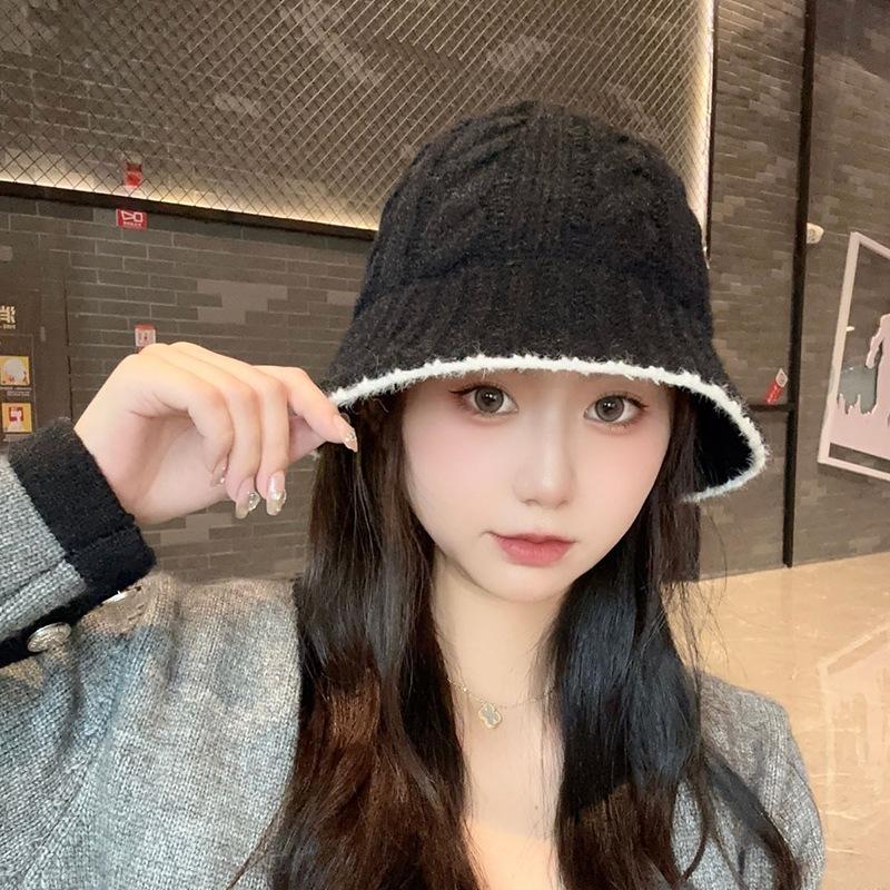 Knitted Fisherman Hat Korean Fashion Versatile Woolen Hat Korean Style Warm Ear Protection Small Basin Hat Showing Face