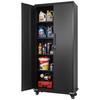 Metal Storage Cabinet, 184.5 Cm Rolling Steel Garage Cabinet with 4 Adjustable Shelves, 2 Magnetic Doors & 2 Keys