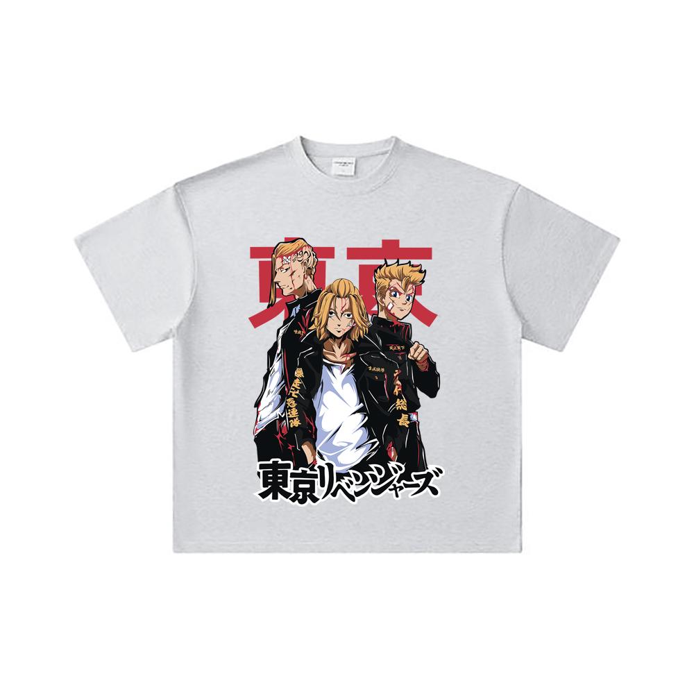 260 g/m² Doppeltgarn 32er Zähl Garn 100% Baumwolle Tokyo Revengers V1 Druck Unisex Schweres Baumwoll-T-Shirt