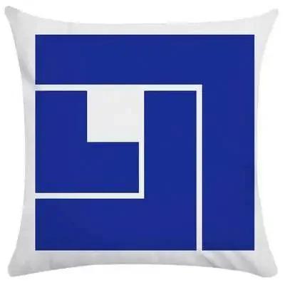 Abstract Face Line Art Cushion Cover Blue White Geometric Peach Skin Throw Pillow Case For Living Room Sofa Home Decor 40X40Cm