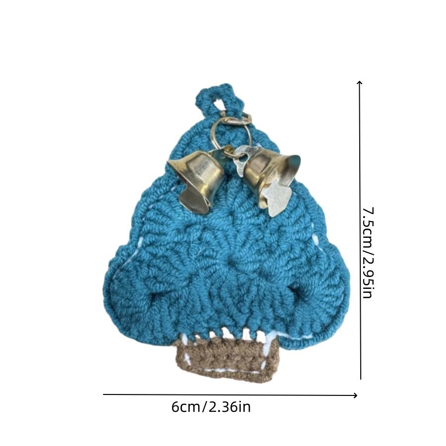 1pcChristmas Tree Car Rearview Mirror Pendant Handwoven Car Interior Decoration Holiday Party Bell Bag Pendant Gift