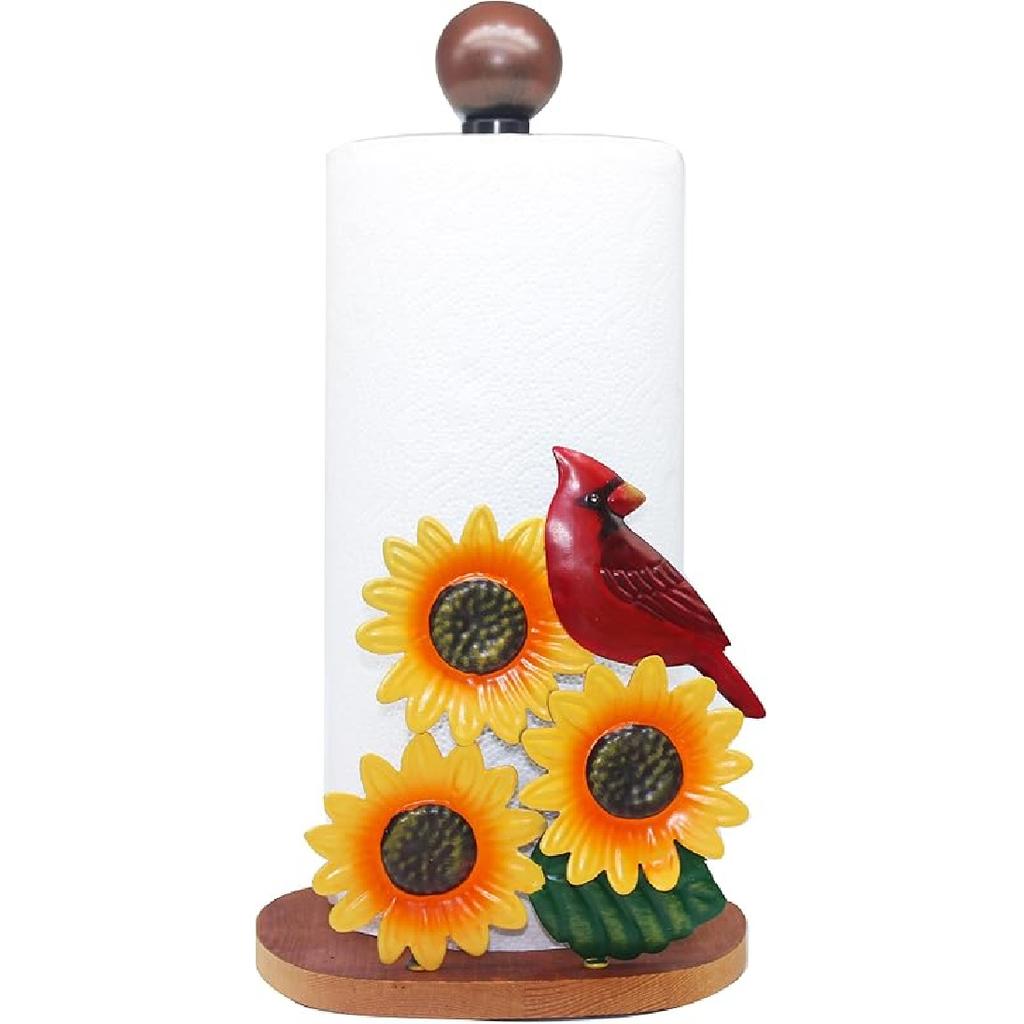 Paper Towel Holder Stand, Paper Towel Holder Countertop Wood with Rooster Decorations for Kitchen Farmhouse Villa Apartment Rooster Decor (Rooster)