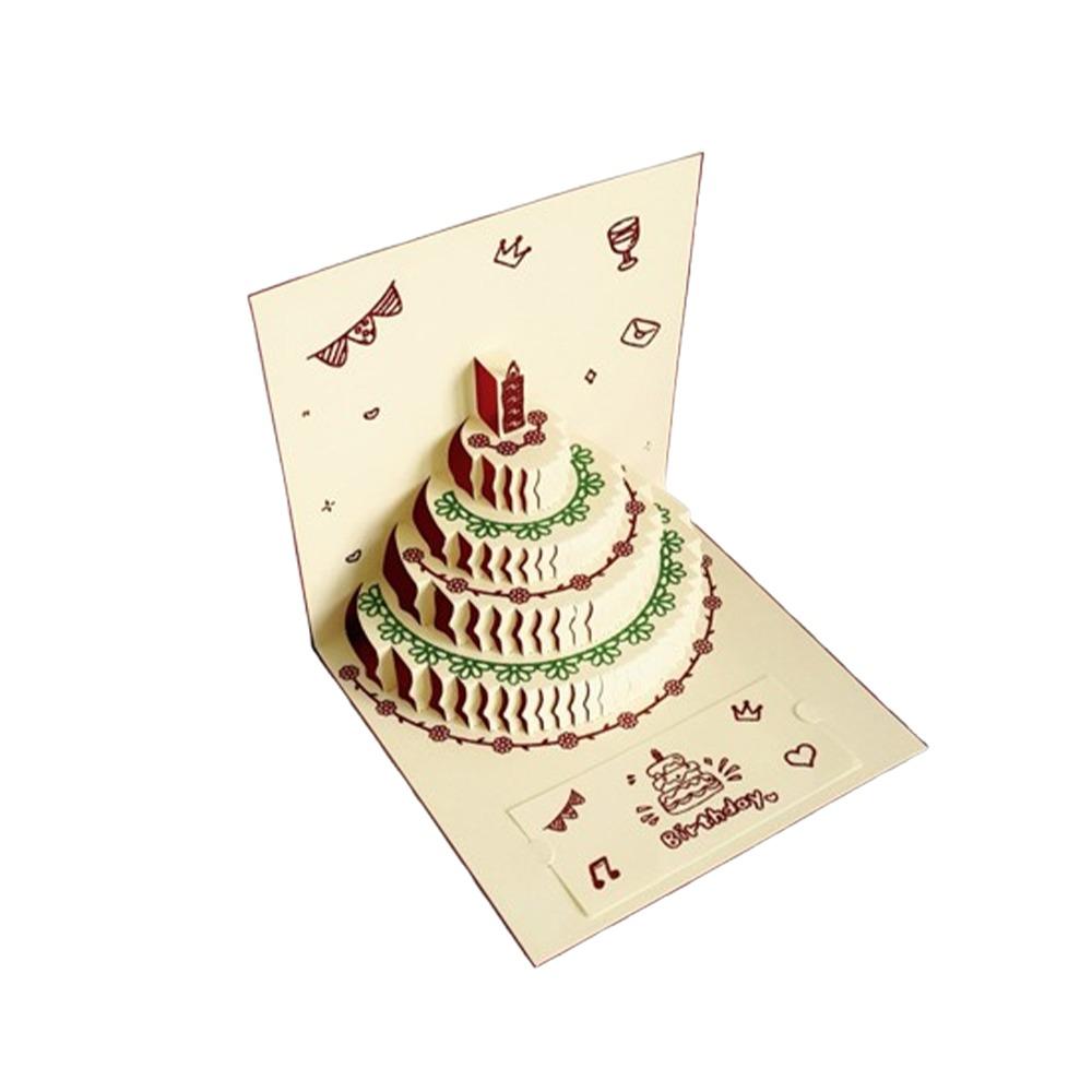 Creative Folding 3D Birthday Card with Envelope Postcard Happy Birthday Card Handmade Surprise Gift Card Party Supplies