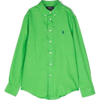 Polo Shirt Ss22 Solid Color Logo Pony Embroidery Single-Breasted Long Sleeve Kids Kids Shirts 323865270-009
