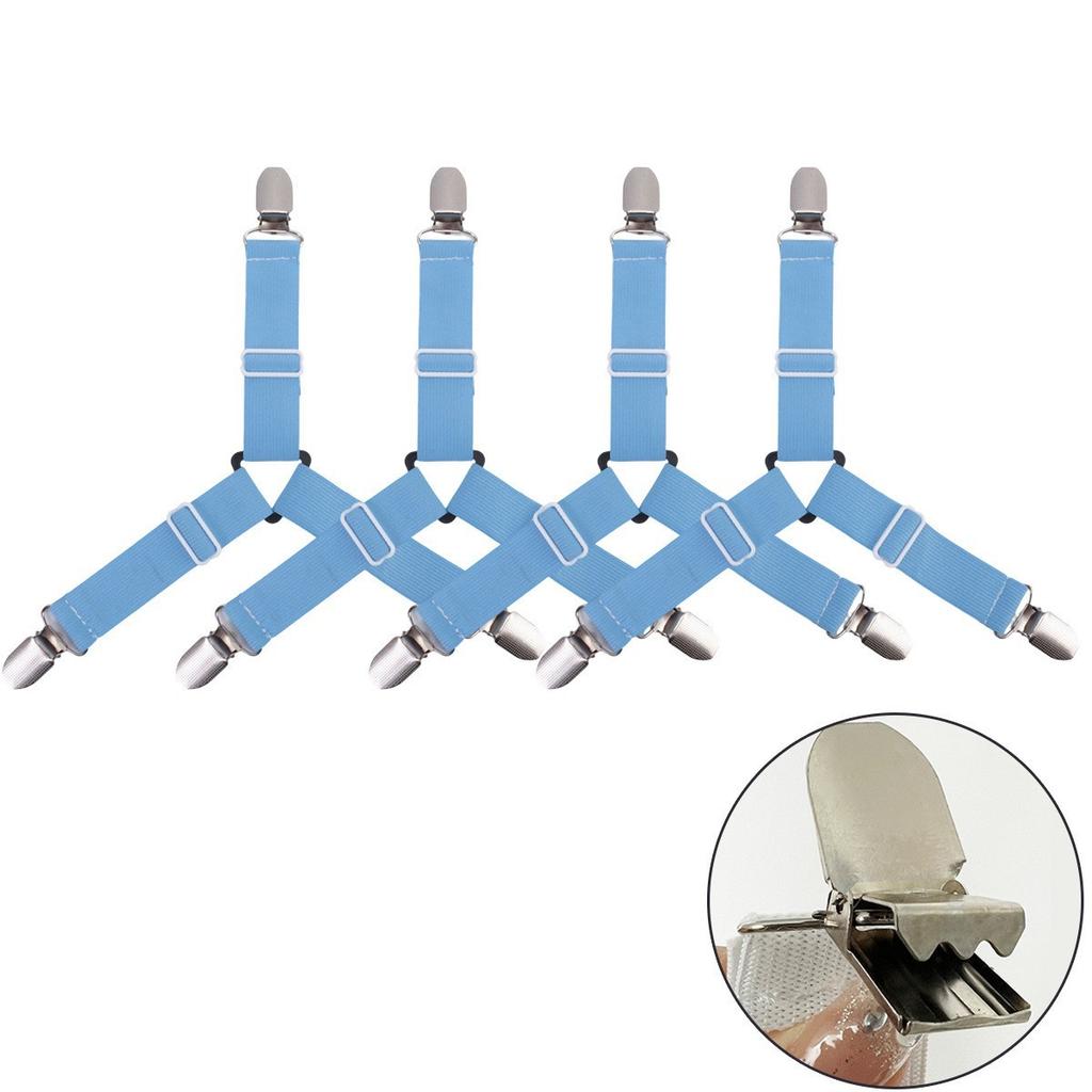 4PCS/Set Sheet Straps Bed Suspenders Adjustable Fitted Sheet Corner Holder Elastic Fasteners Clips
