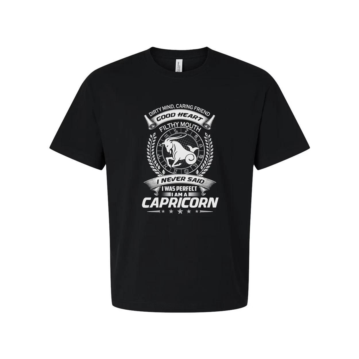 

Capricorn Zodiac Unisex Graphic T Shirt With Emblem Crest And Motivational Text M