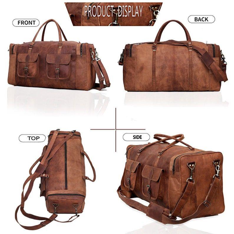 Buy 1 Get 1 Free - Leather Duffel Bag Men, Monogram Bag,Leather Weekender Bag Men,Overnight Bag,Travel Gift