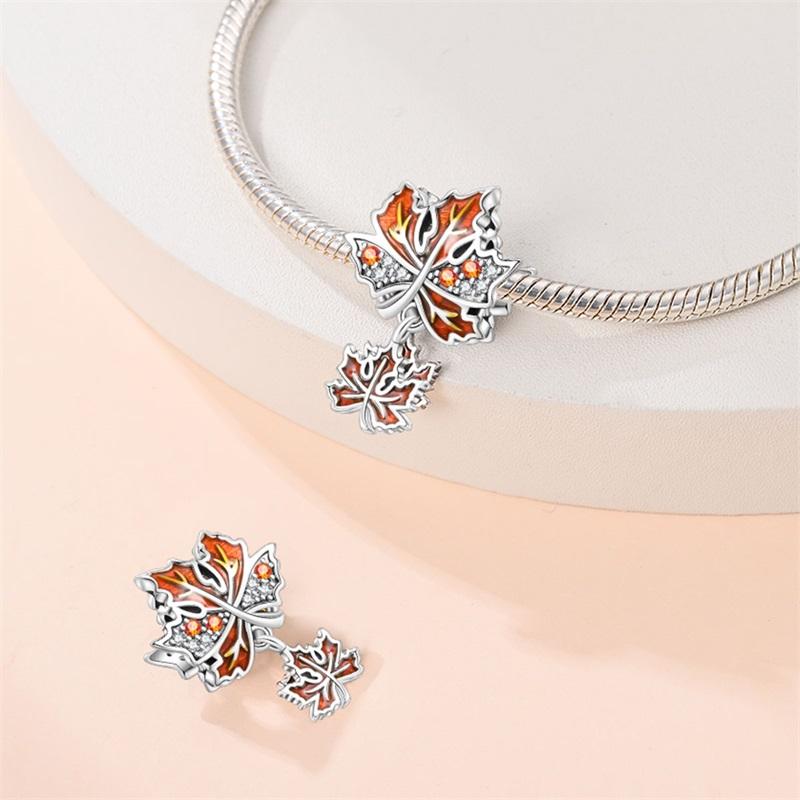 Copper Golden Autumn Series Charms Beads Scarecrow Pumpkin Maple Leaf Charms For Women Fine Diy Jewelry