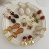 Retro Irregular Geometric Transparent Amber Color Resin Pendant Piercing Stud Earrings for Women Charm Dangle Earrings Jewelry