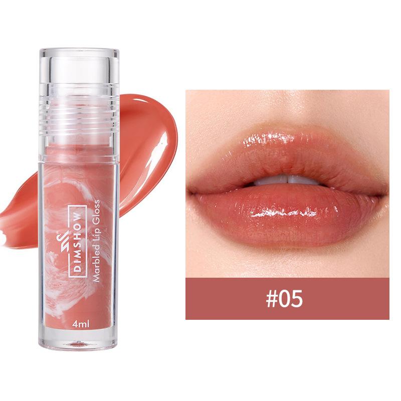 

Dimshow 6 Colors Marbled Mirror Lip Glaze Texture Essence Moisturizing Lip Care Lip Gloss For Easy Lip Appearance