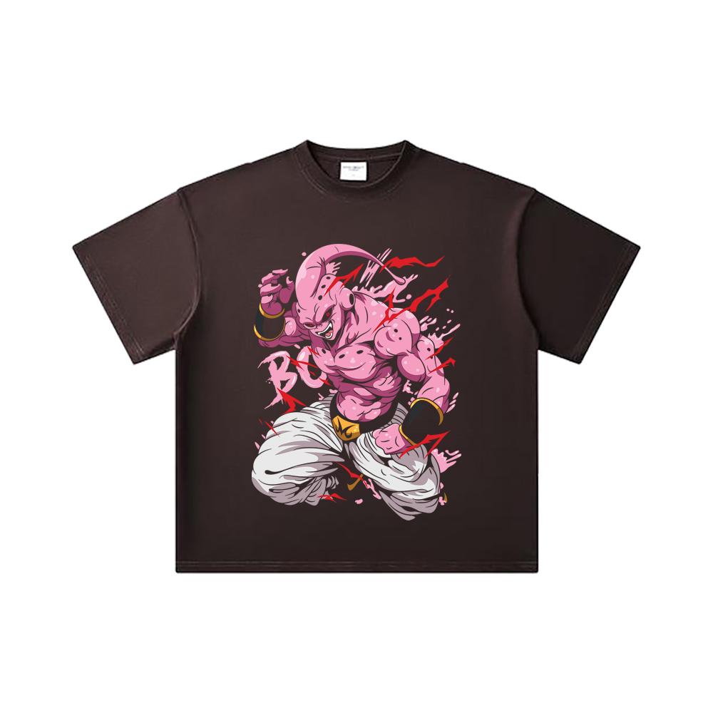 260 GSM Double Yarn 32 Count 100% Cotton Dragon Ball V13 Majin Buu Print Unisex Heavy Cotton T Shirt