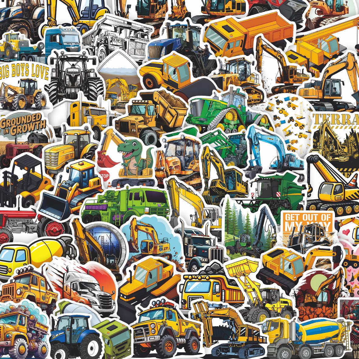 

60 Waterproof Kids Construction Vehicle Cartoon Stickers for DIY Journal and Notebook Decoration разноцветный