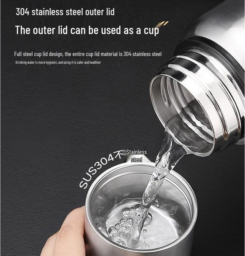 1.5L Russian 304 Stainless Steel Insulated Kettle with Dual Lids for Tea and Water Separation