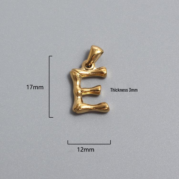 French Bamboo Joint Gold Letter Pendant Necklace - Retro Clavicle Chain Style for Women