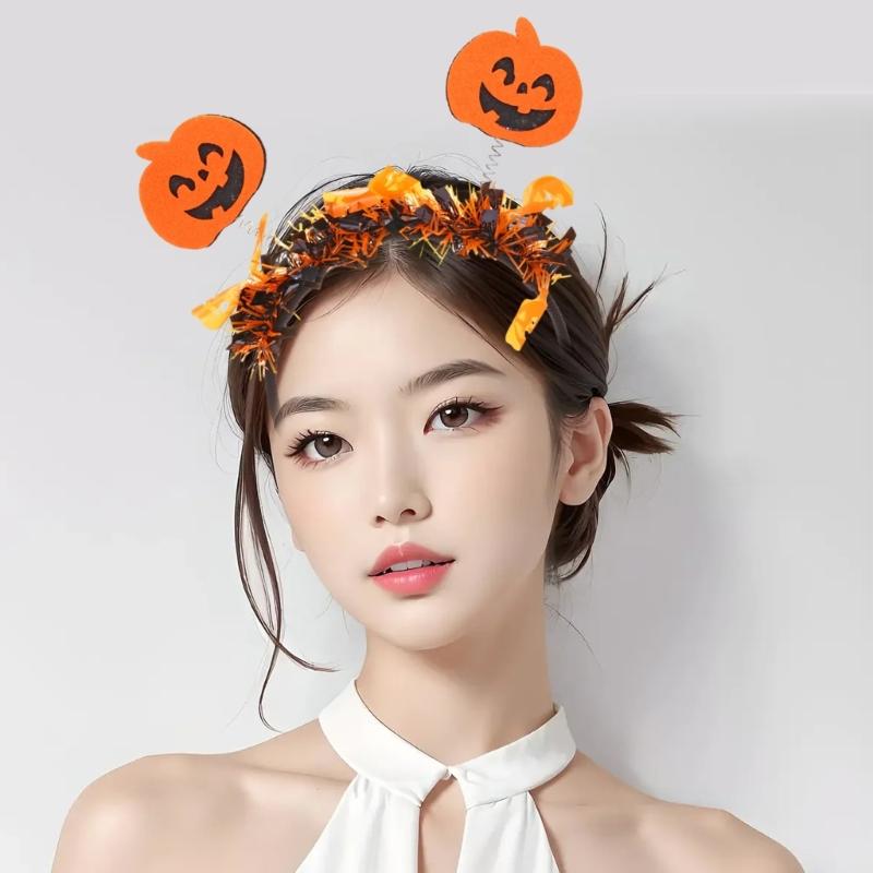 Smiling Pumpkin Halloween Headband Funny Cosplay Party Headwear Hair Hoop Funny Headband Halloween Dress Up