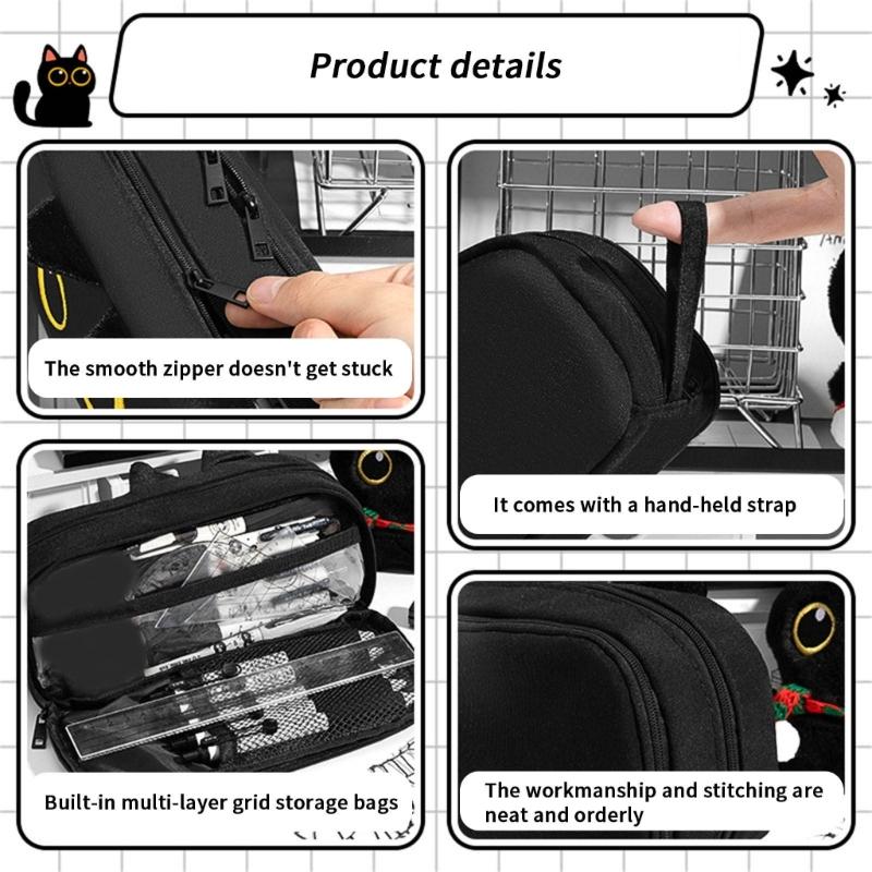 Animal Themed Pencil Pouches Large Capacity Canvas Pencil Case with Portable Lanyard For Kid Adult School Office Travel