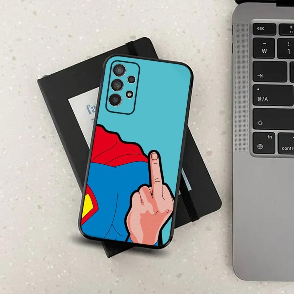 Cartoon Middle Finger Phone Case For Samsung S21,S22,S23,S30,Ultra,S20,Plus,Fe,Lite,Note,10,9,5G Black Soft Cover