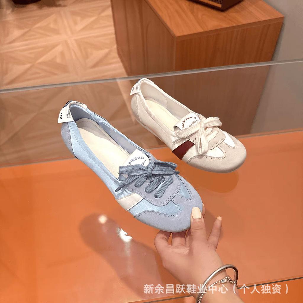 New autumn new shallow mouth flat bottom ballet style simple and versatile lace-up Mary Jane Dexun single shoes