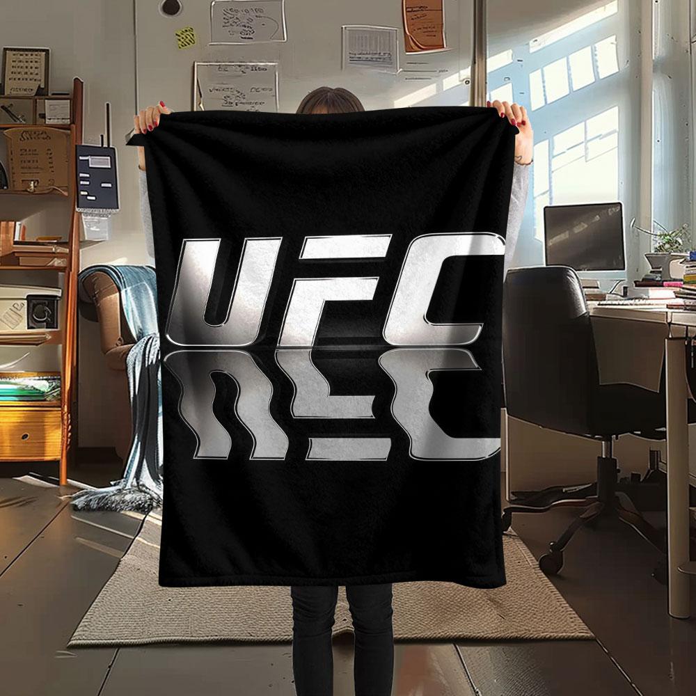 UFC Printed Flannel Blanket, soft throw for bedroom sofa, washable, Christmas present, great gift.