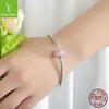 Korean Hot-Selling 925 Sterling Silver Pink Flower Glass Bracelet Beads SCZ008