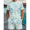 Men's Summer Comfortable Fashionable Fun Colorful Pattern 3D Printed 2-piece Set Leisure Sports Style Loose Oversized Breathable Sports Wear