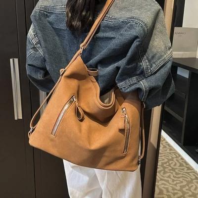 Retro Matte Large Capacity Feminine Shoulder Bag  Unique Shoulder Bag  Crossbody Commuting Backpack  High Sense