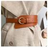 Wide Black PU Belt Women With Zinc Alloy Pin Buckle Stylish Waist Cincher Coats Blazers Casual Outfits