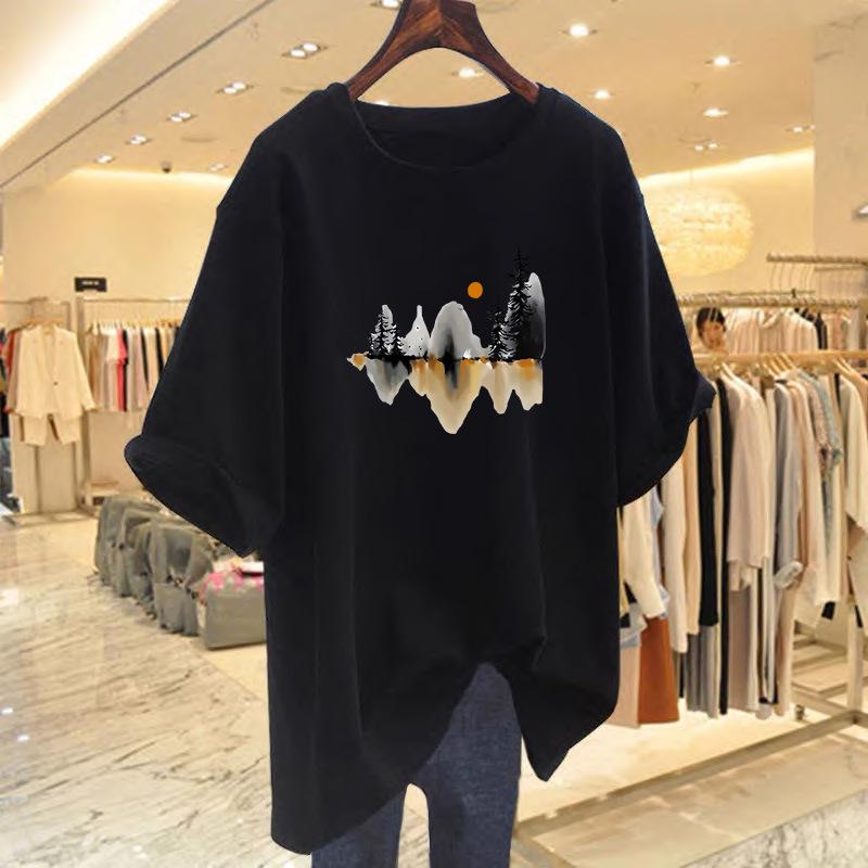 Trendy Unisex High Street Heavy Cotton Loose-Fit T-Shirt for Women, New Summer Style