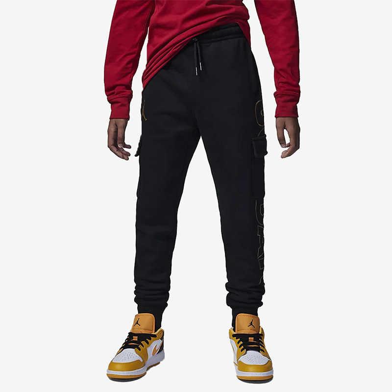 Jordan Letter Print Cuffed Knit Sports Pants Kids bottoms Black FD0719-010