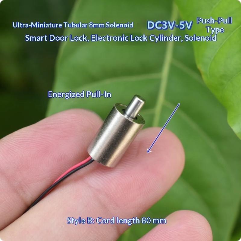 DC 3V 3,7V 5V Mini Malý 8mm Válcový Sací Typ Tlačně-Tahový Lineární Elektromagnetický Válec DIY Zámek na otisk prstu