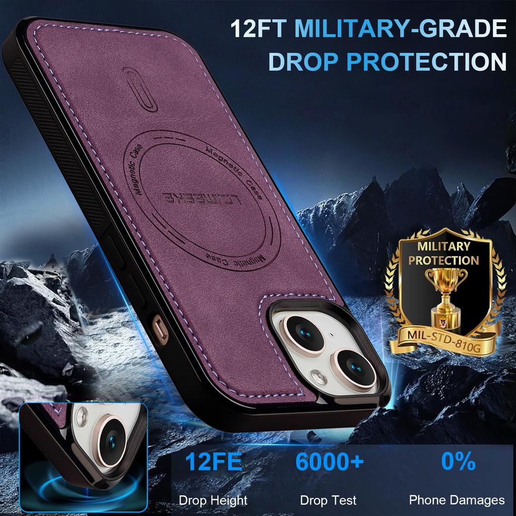 LC.IMEEKE L6 For iPhone 15 Plus/14 Plus Case PU Leather Coated PC TPU Phone Cover Compatible with MagSafe