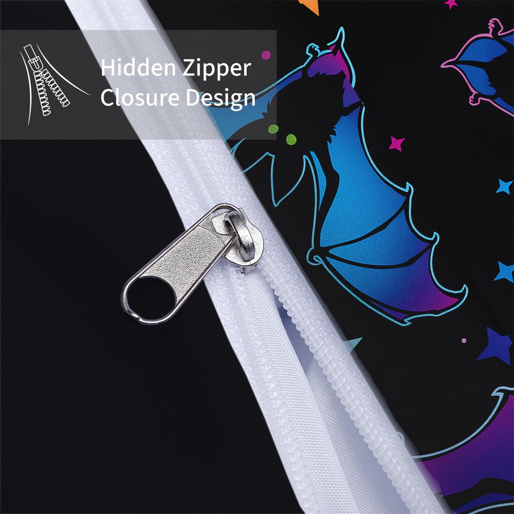 3 péřové povlaky na přikrývky s potiskem černá kočka, dýně, netopýr (1 povlak na peřinu+2 povlaky na polštáře, bez výplně) Halloweenská ložní souprava