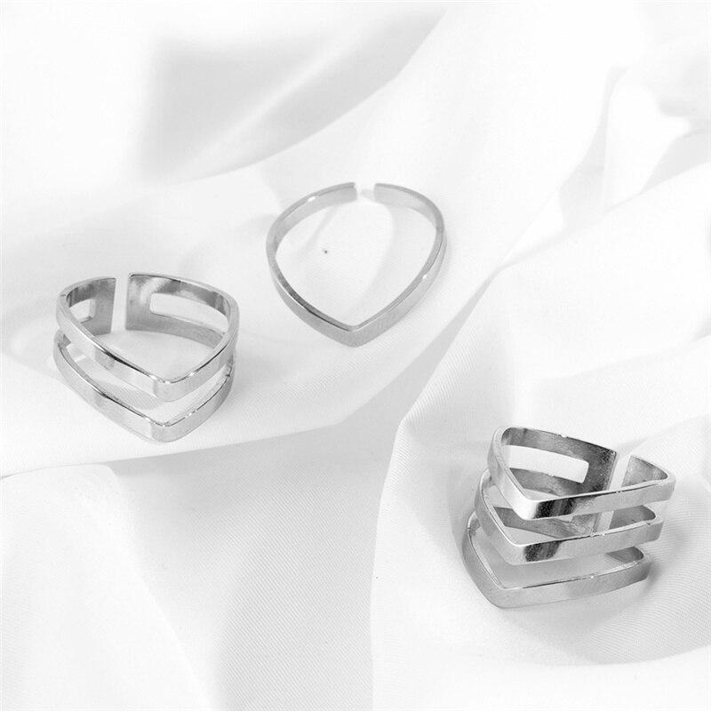 Gold Tone Silver Tone Color Latest Women Trendy Stylish Stainless Steel Geometric Smooth Waves Rings Open Finger Rings Jewelry Trend RingsFashion