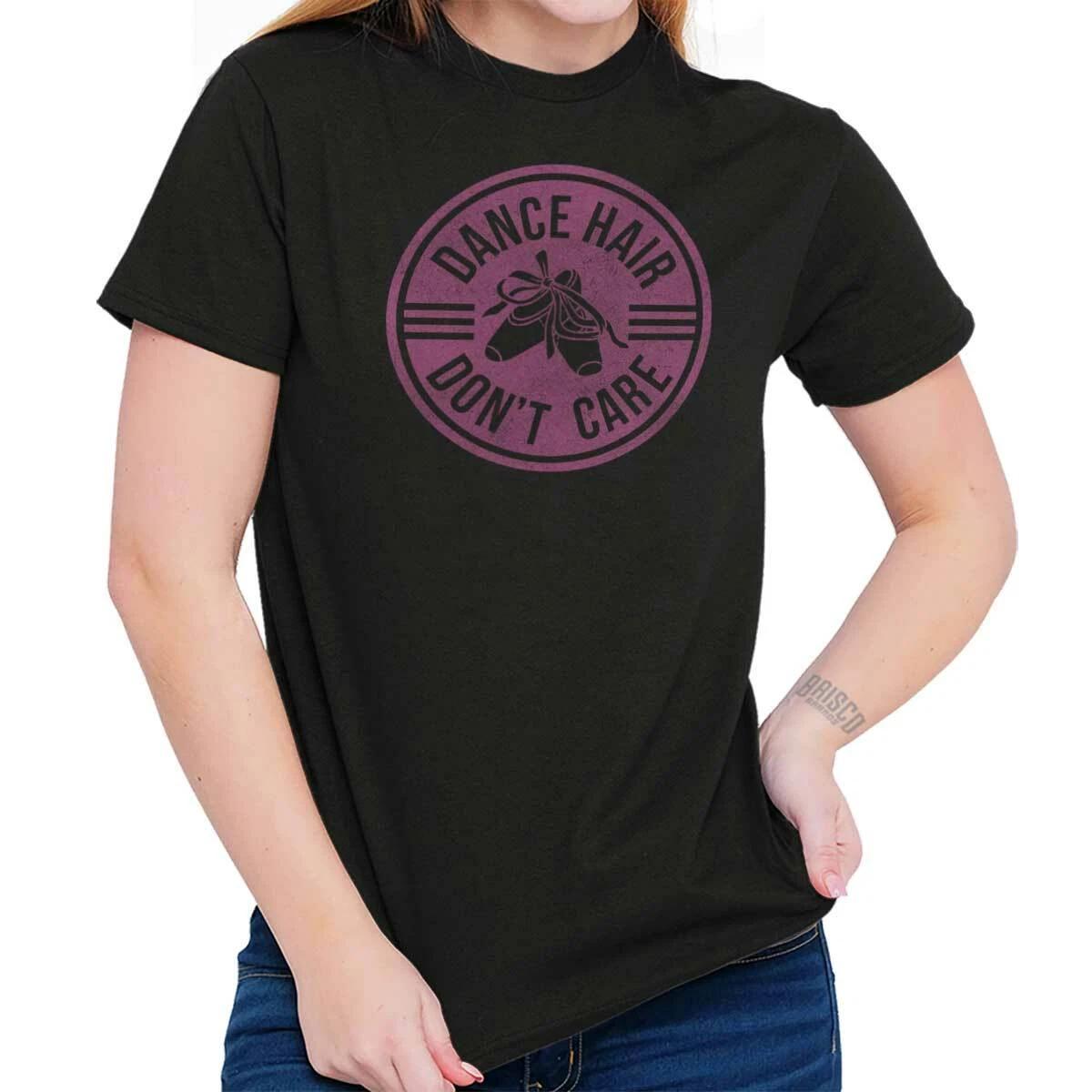 Cute Ballerina Dance Hair Dont Care Attitude Womens Graphic Crewneck T Shirt Tee XS
