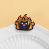 Alloy Enamel Brooch, Cute Cartoon Flame Black Cat Pattern, Kawaii Decorative Lapel Pin Badge Accessory for Backpack Clothing Bag