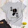 Cotton T-Shirt Short Sleeve Round Neck Women 2d Print Tops
