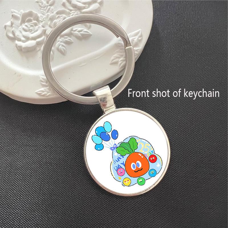 Emoji Sticker Keychains - Assorted Cartoon Patterns & Time Gem Ornaments