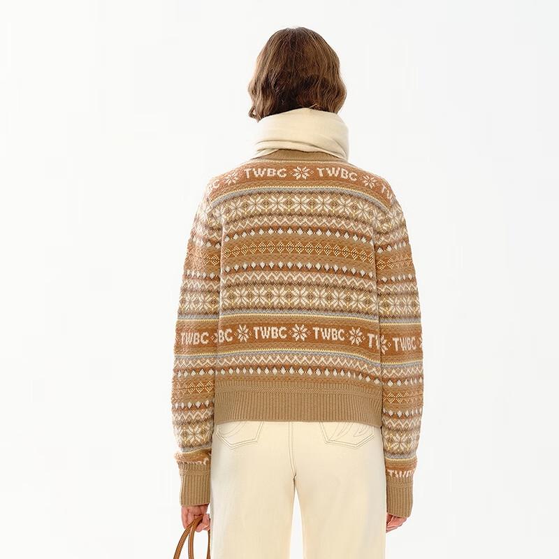 Teenie Weenie Women's Fair Isle Jacquard Round Neck Knit Cardigan